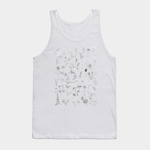 countryside wildflowers black and white Tank Top by colorandcolor